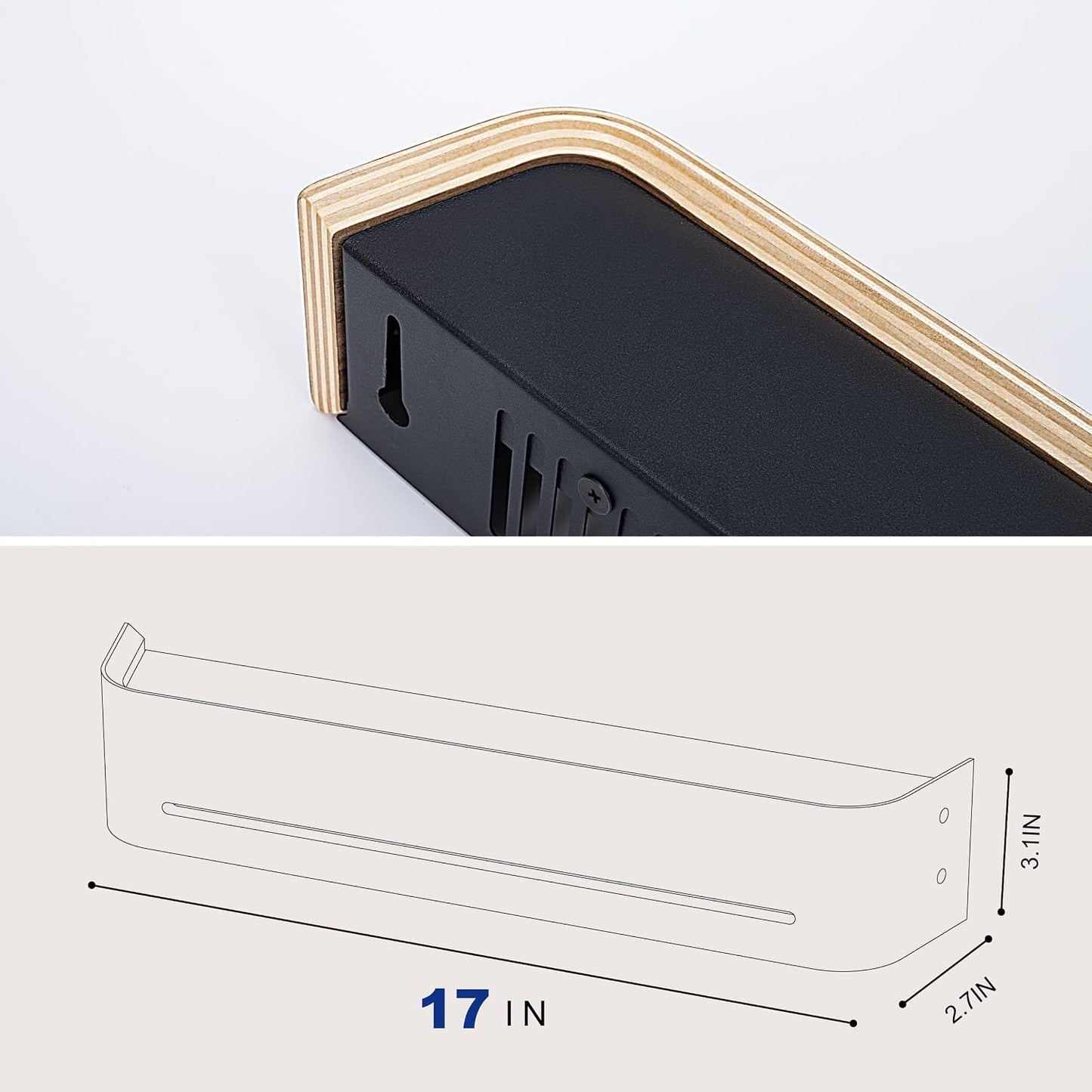 Key Holder Wall Mount with Shelf | 17 inch | Oak | 5 Retractable Hooks | Minimalist | Space-Saving | Modern Wall Coat Hooks | Wooden Key Rack for Entryway & Hallway