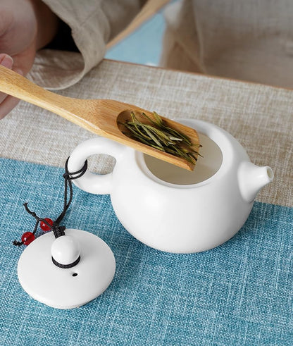 Chadao Tea Ceremony Set, 6-Piece GongFu Tea Bamboo Tools Spoon, Tin Needle Funnel (Square canister)