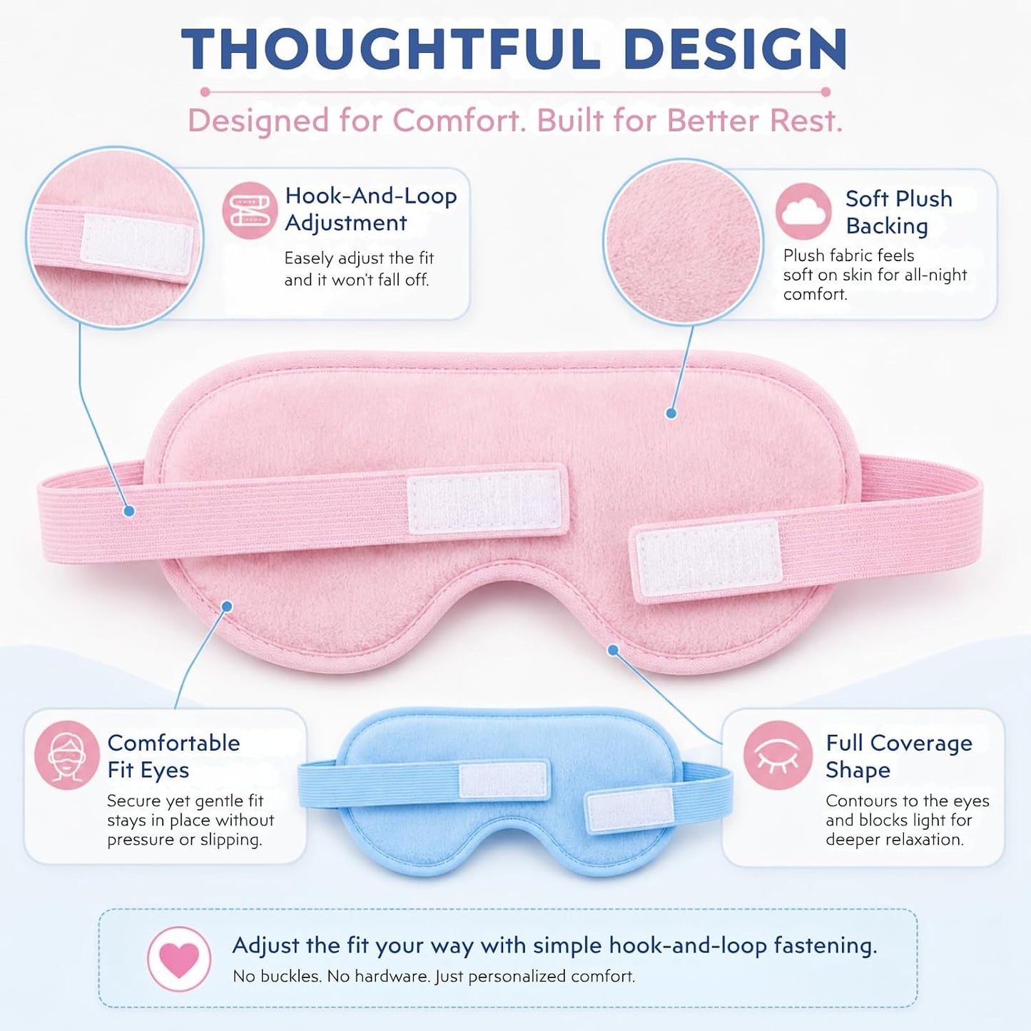 Gel Eye Mask, 2 Pack Cooling Eye Mask for Puffiness & Dark Circles, Hot/Cold Reusable Ice Packs with Flexible Beads, Full Coverage Compress Sleeping Mask with Adjustable Soft Plush Strap for Women Men