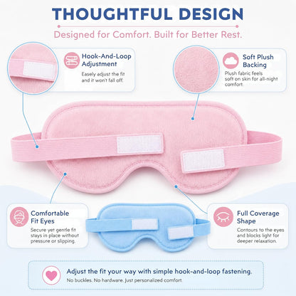 Gel Eye Mask, 2 Pack Cooling Eye Mask for Puffiness & Dark Circles, Hot/Cold Reusable Ice Packs with Flexible Beads, Full Coverage Compress Sleeping Mask with Adjustable Soft Plush Strap for Women Men