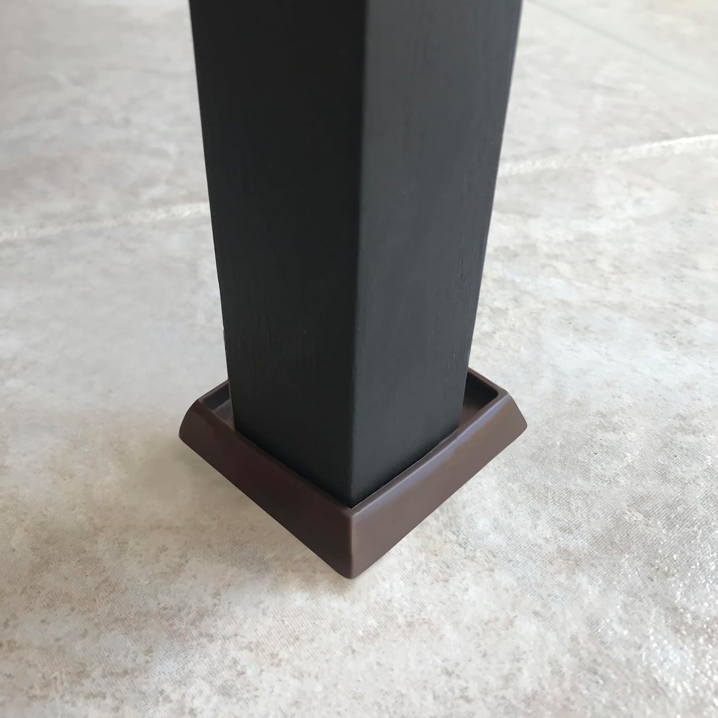 SoftTouch 2" Square Reusable Furniture Caster Cups for Couches, Chairs, Tables on Carpet or Hard Surfaces, Furniture Wheel Caster Cups with Vinyl Base, Set of 4, Brown
