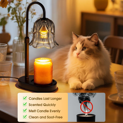 Candle Warmer Lamp Adjustable Timer - Electric Flower Glass Candles Light