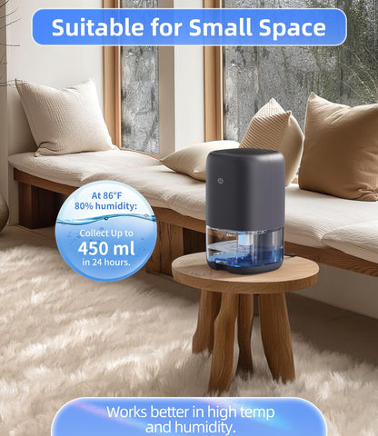 35 OZ Dehumidifier for Bedroom RV, Quiet with Auto Shut Off, Gold | 280 Sq.Ft Small Dehumidifiers for Home Bathroom Closet, 7 Color Light, 28dB Ultra Quiet, 35OZ Water Tank