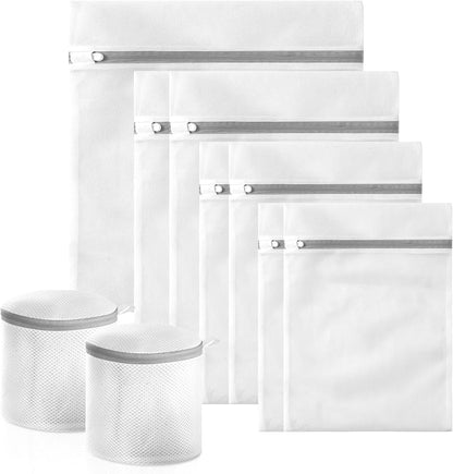 10 Pack Mesh Laundry Bags for Delicates with Non Rust Zipper- MDSXO White Laundry Bags Mesh Wash Bags, Easy Fit Bra, Sock,Lingerie,Sneaker,Baby Laundry for Washing Machine Travel Storage[1XL/3L/3M/3S]