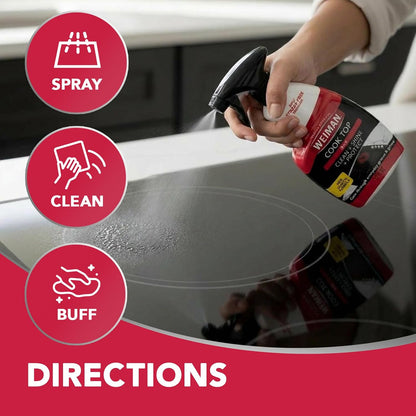 Weiman Daily Cooktop Cleaner & Degreaser, 2 Pack with Microfiber Cloth | Safe for Ceramic, Electirc, Gas & Induction Cooktop, Non-Abrasive Cleaner for Burnt-On Food & Grease, Scratch & Streak-Free