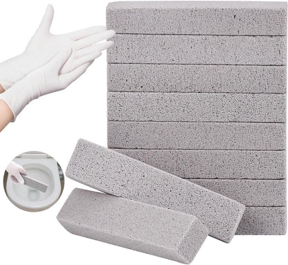 Herda 8-Pack Pumice Stone Scouring Stick with 2 Universal Handles, Pumice Stone for Cleaning Stove, Toilet, Tub, Grill, Swimming Pool, Sink, Removes Hard Water Rings, Calcium Deposits, Rust Buildup