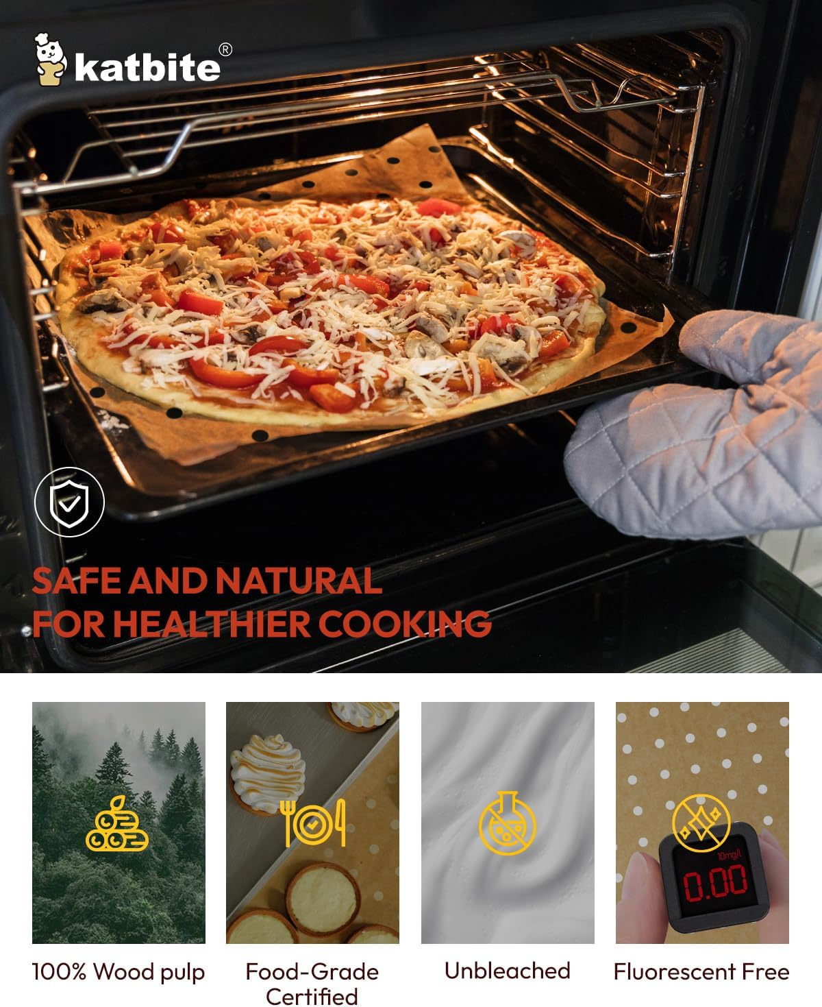 Katbite 160pcs Air Fryer Parchment Paper Liners, Perforated 9x11 Inch | Disposable air fryer paper liners, nonstick perforated for airflow, fit air fryer/toaster oven, Cuisinart & Ninja Foodi