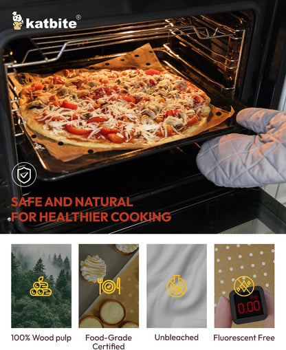Katbite 160pcs Air Fryer Parchment Paper Liners, Perforated 9x11 Inch | Disposable air fryer paper liners, nonstick perforated for airflow, fit air fryer/toaster oven, Cuisinart & Ninja Foodi