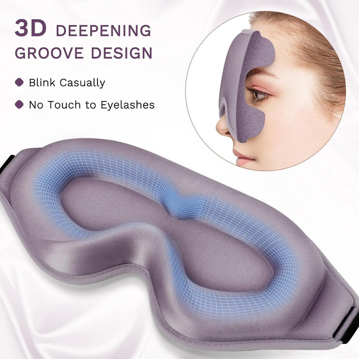 FlyCoco 99% Fully Block Out Light Eye Sleep Mask, 3D Deep Contoured Eyes Cover Zero Pressure, Long Lash Extension Eyes Mask with Adjustable Straps for Sleeping Travel Home Nap Rest Women Men (Pink)
