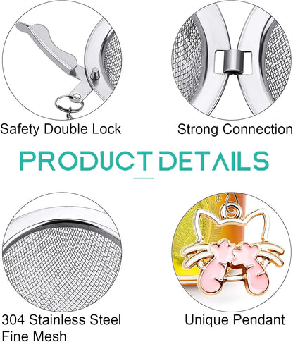 Tea Steeper for Loose Tea 2pcs NSTaygate Tea Infuser with Charm Handmade Cute Butterfly BFF Pendant, Tea Strainers for Loose Tea 304 Stainless Steel Tea Ball for Brew Tea