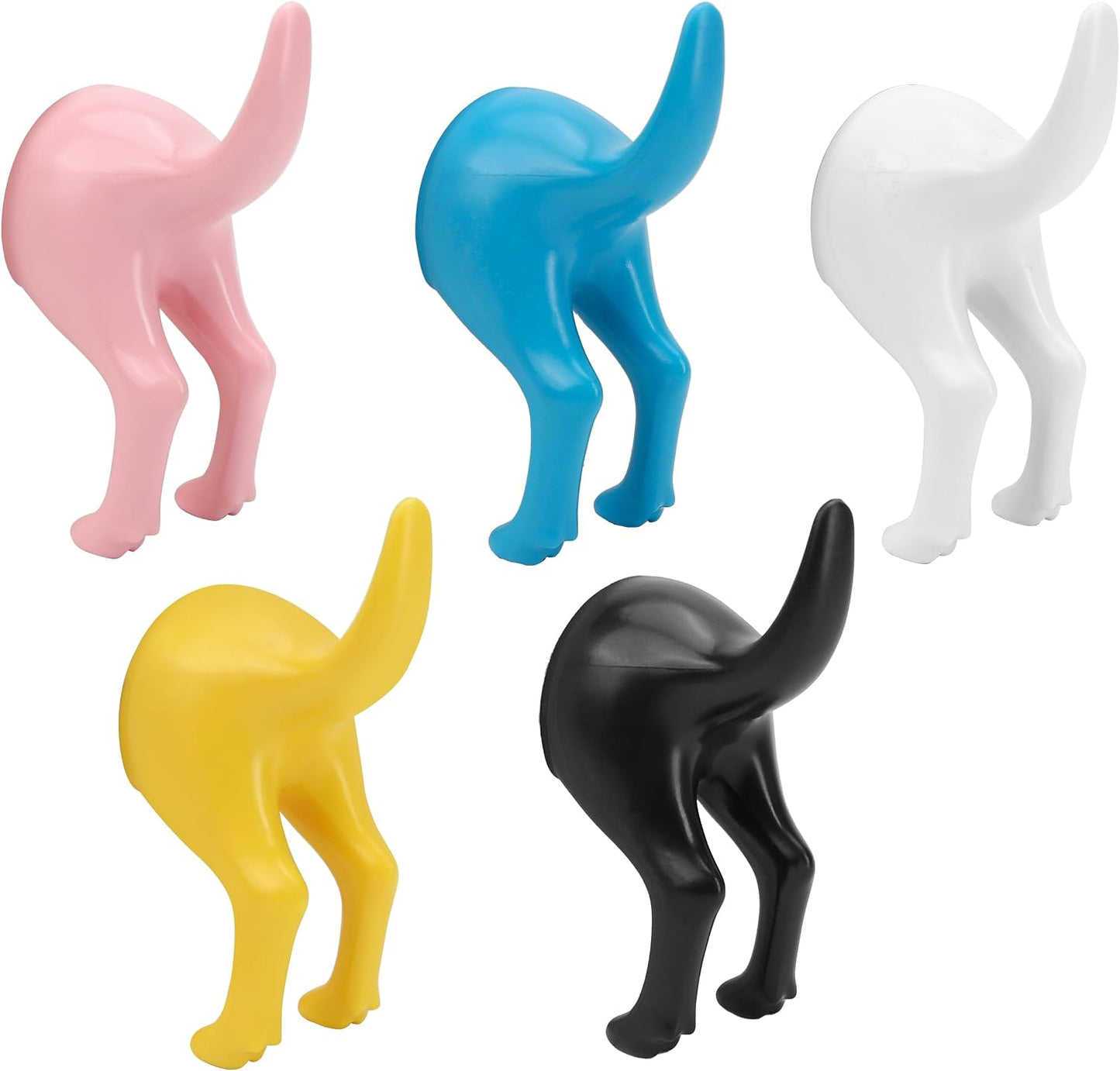 5 Pack Wall Coat Hooks, Cute Decorative Mounted Leash Holder Hangers, Dog Butt Wall Peg for Coat, Hat, Towel, Bag, Key, Plastic Bathroom Rustic Decor - Perfect for Dog Lovers Gifts