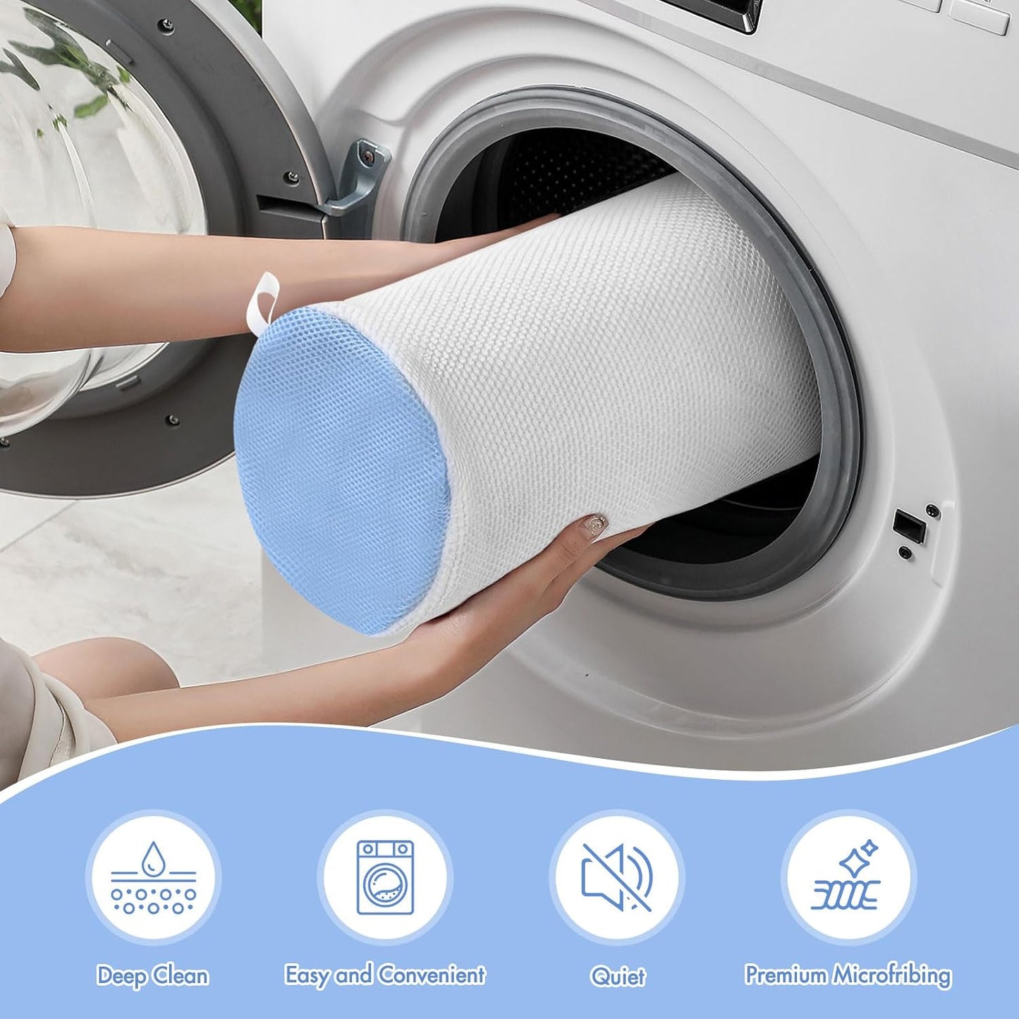 2 Pack XXL Shoe Washing Machine Bag, 700 GSM Heavy Duty Shoes Cleaning Bag with Anti-Tangle Mesh Pocket, 2 Adjustable Shoe Trees Keep Shape, Reusable Sneaker Laundry Bag for Frequent Wash, White