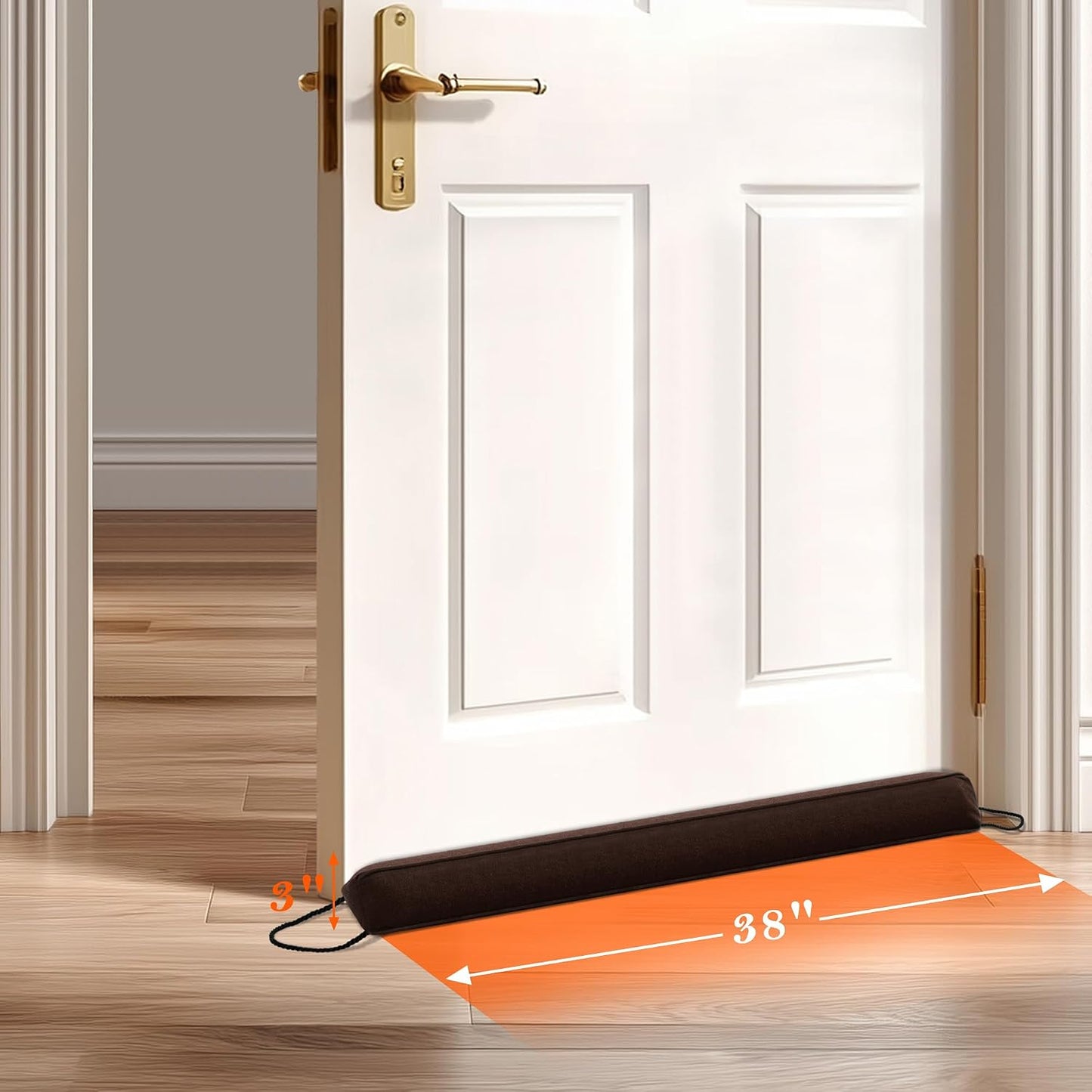 Door Draft Stopper, Removable Washable Cover, 38", Gray | Weighted Gap Filler, Blocks Hot and Cold Air, All-Season Seal, Easy Install, Noise & Wind Blocker, Home Essentials
