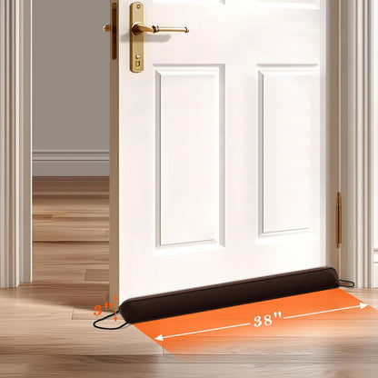 Door Draft Stopper, Removable Washable Cover, 38", Gray | Weighted Gap Filler, Blocks Hot and Cold Air, All-Season Seal, Easy Install, Noise & Wind Blocker, Home Essentials