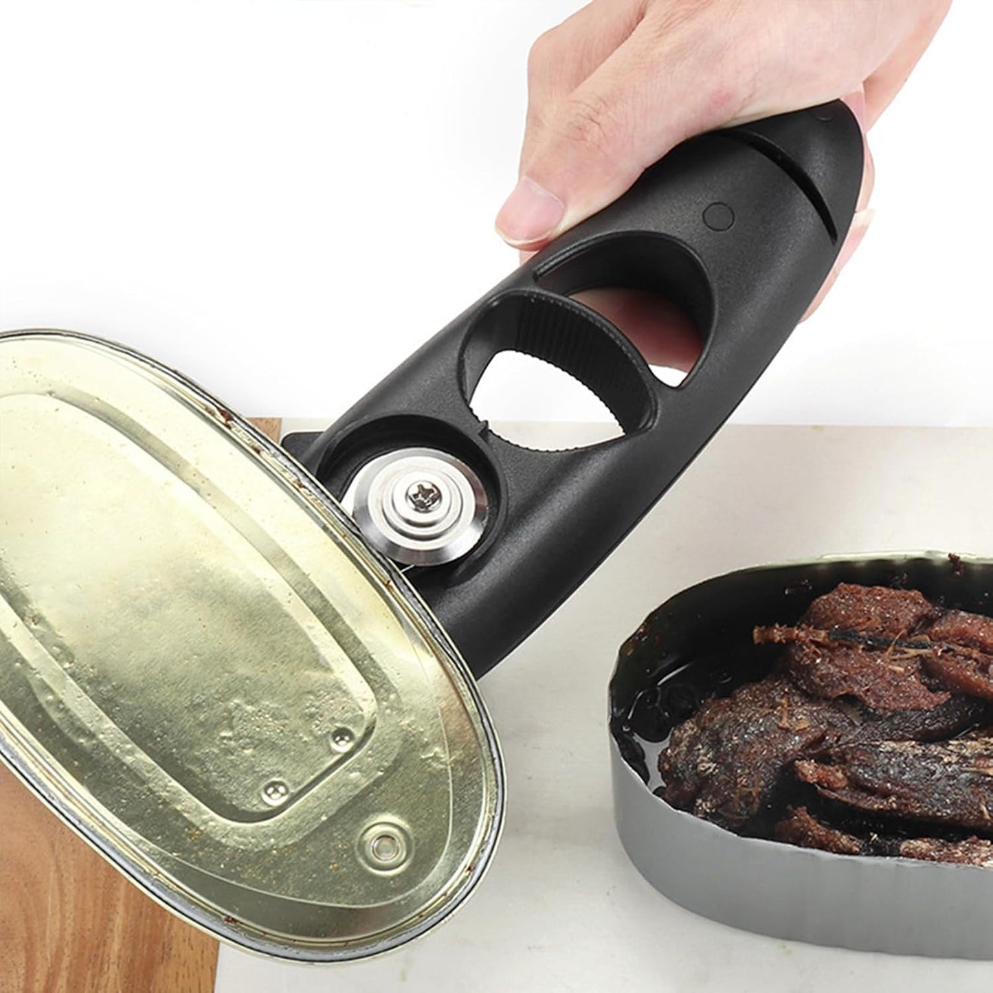 Can Opener, Side Cut Smooth Edge Manual Can Opener for Kitchen | Side cut can opener, compact manual tool, smooth edge cutting, easy kitchen use, safe lid removal, portable can opening tool