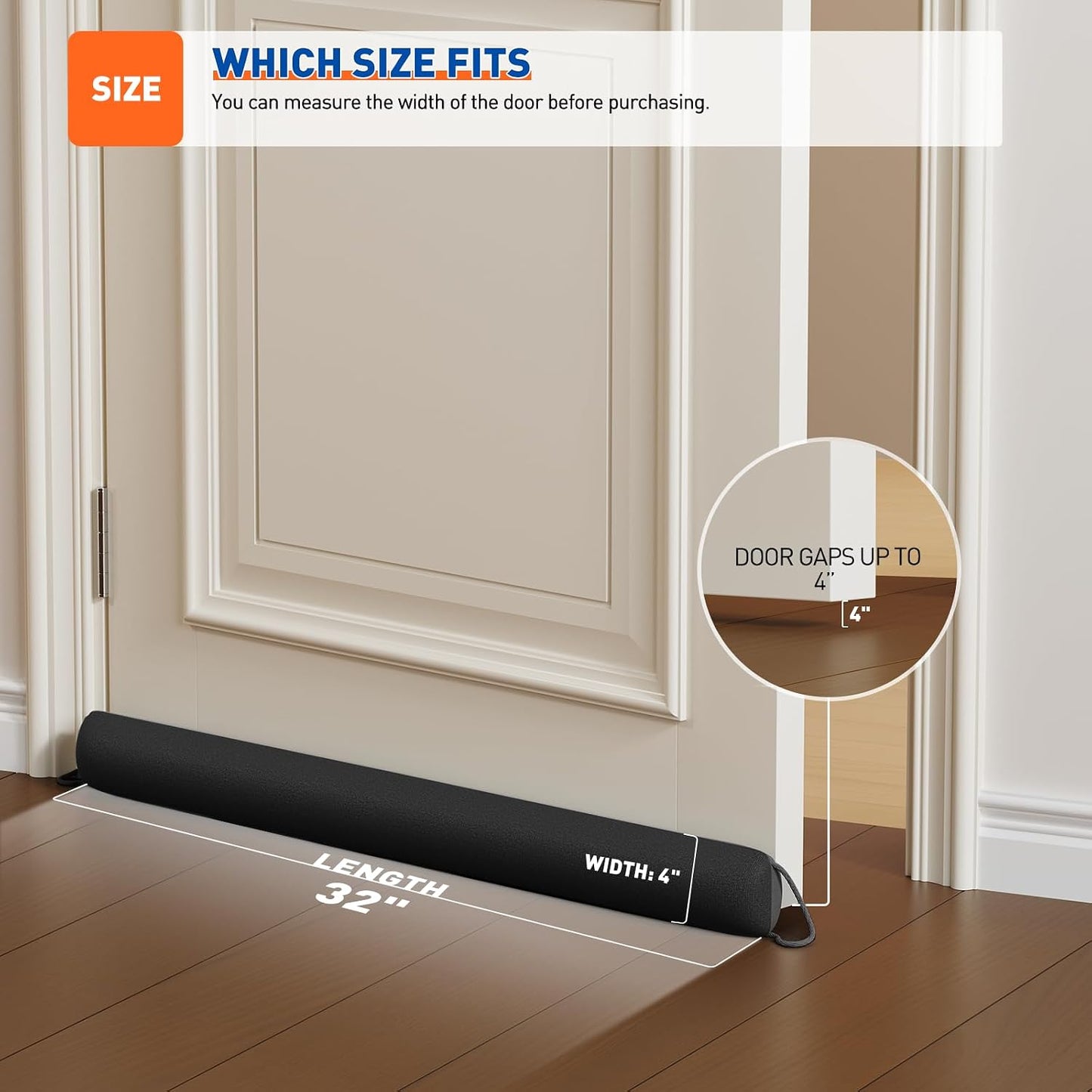 MAGZO Door Draft Stopper 36 Inches, Energy Saving, Gray | Weighted Sound Proofing for Door Draft Blocker, Under Door Gap Filler with Machine Washable Fabric