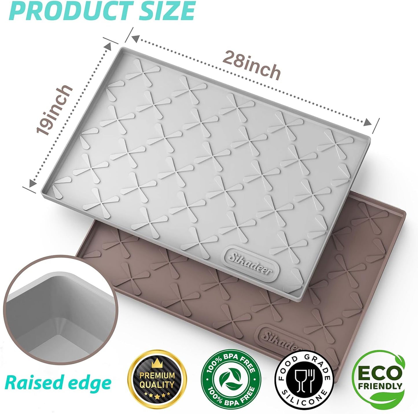 Waterproof Under Sink Mat 34" x 22", Silicone Mat Kitchen liner | BPA-Free Silicone Tray with Raised Lip Protect Cabinets from Leaks, Versatile Home Organizer for Bathroom, Pets, Boots, Floor