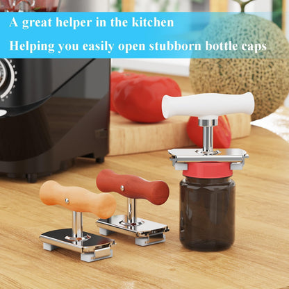 Jar Opener for Seniors with Arthritis & Weak Hands, Easy Twist Jar Openers, Adjustable Multifunctional Jar Lid Opener, Jar Bottle Cap Opener Gripper, Useful Gifts for Elderly/Women/Men (Wood Handle)