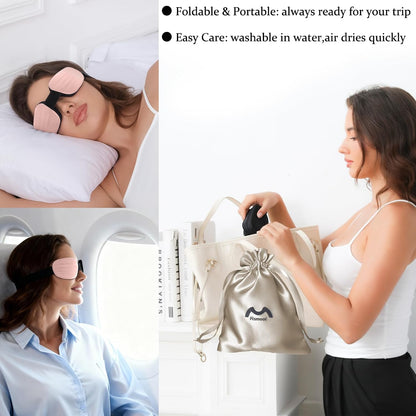 Sleep Eye Mask for Sleeping, 100% Blackout Eye Mask for Women & Men, 3D Contoured Zero Pressure Design, Adjustable Soft Blindfold, Eyelash Friendly Sleep Mask for Travel, Nap & Night Sleep