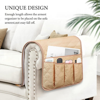 Armchair Caddy for Recliner, Non Slip Sofa Arm Organizer, Sage Green | 5-Pocket Recliner Armrest Organizer, Couch Side Storage Holder for Remotes, Cell Phone, Magazines & Tablets, Machine Washable
