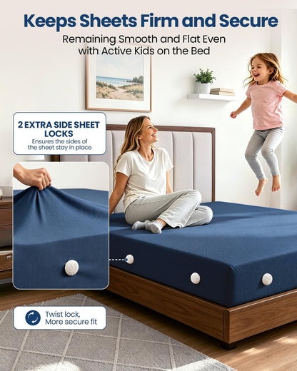 Bed Sheet Holders, Fitted Sheet Holder, 10 Twist-Locks, 360°Secure Fit