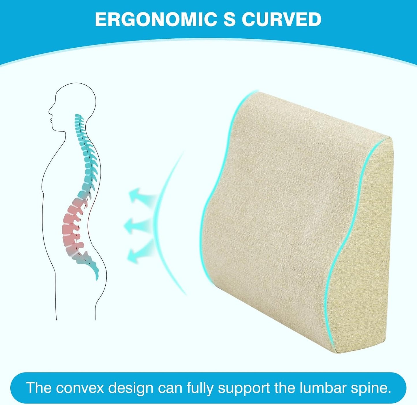 Back Support Pillow for Recliner Dual Layer Lumbar Support Pillow with Gel Memory Foam Ergonomic Orthopedic Couch Lumbar Cushions for Elderly Lower Back Pain Relief Washable Cover Brown