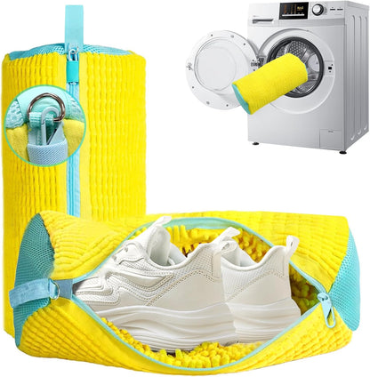 Shoe Washing Machine Bag 2 Pack, Laundry Shoe Bag for Washer and Dryer | 360°Deep Clean Durable Shoes, Reusable Shoe Cleaner Bags, Sneaker Washing Machine Bag, Yellow