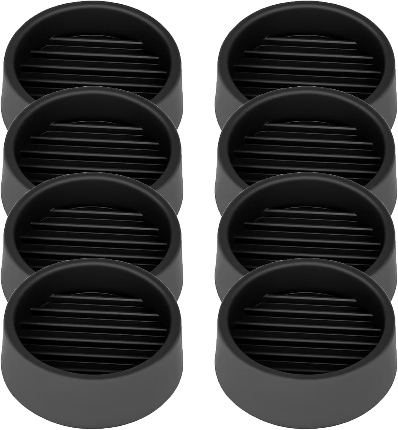 2X2 Round Rubber Caster Cups, Non Slip Furniture Pads - 4 Pack | Anti-Slip Gripper, Anti Skid Furniture Feet, Anti Slide Floor Protector for Bed Couch Table Chair Stoppers, Black