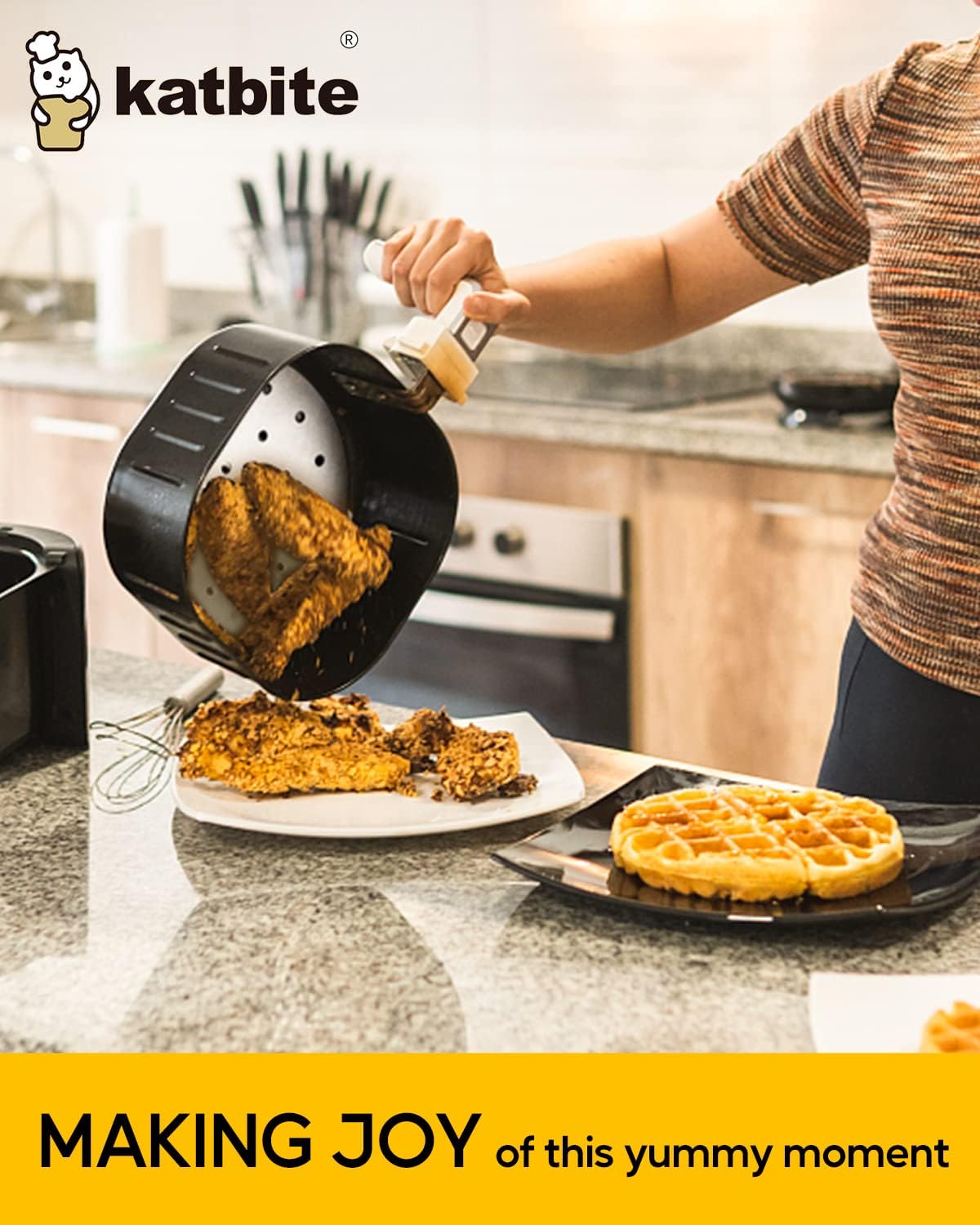 Katbite 160pcs Air Fryer Parchment Paper Liners, Perforated 9x11 Inch | Disposable air fryer paper liners, nonstick perforated for airflow, fit air fryer/toaster oven, Cuisinart & Ninja Foodi