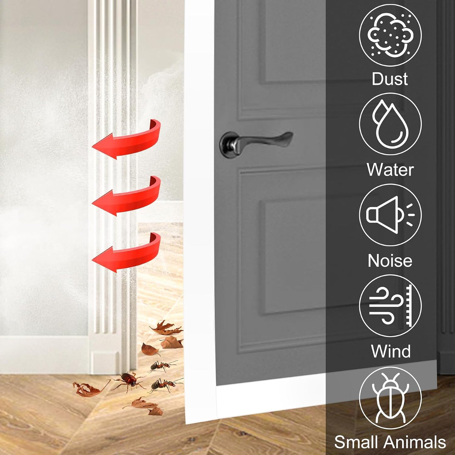 ToLanbbt T-Shaped Door Draft Stopper 1.97 in x 20 FT Silicone Weather Stripping Door Seal Double-Sided Adhesive Draft Seal Tape for Doors Windows and Shower Glass Gaps, Side, Frame, Clear