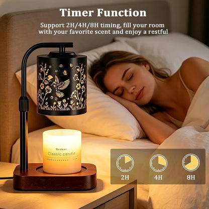 WIHTU Candle Warmer Lamp with Timer & Dimmer Dragonfly for Jar Candles | Metal Electric Wax Melt Warmer, Height Adjustable, Birthday Gift for Women Mom Her, Housewarming Home Decor, Include 2 Bulbs