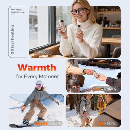 Hand Warmers Rechargeable 2 Pack, Electric Hand Warmer, 2-Second to 131°F with 5 Heat Levels, USB-C Portable Pocket Heater Handwarmers, UL Certified for Camping, Hunting, Gifts for Women Men