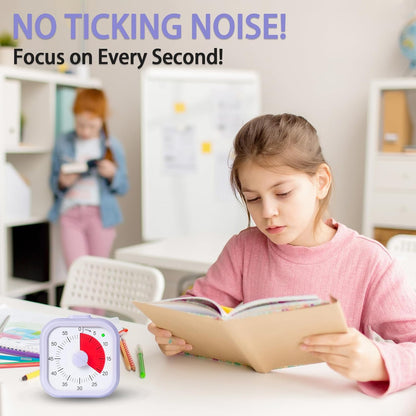 Visual Timer for Kids 60 Minute Countdown Timer Rainbow Disk Desk Timer Clock for Classroom Study Office Kitchen with Silent Operation (Purple)