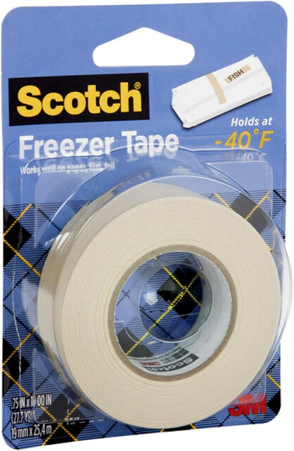 Scotch Freezer Tape, 0.75 in x 1000 in, Writable Surface, Easy Tear, Temperature Resistant, Ideal for Labeling Freezer Bags and Containers