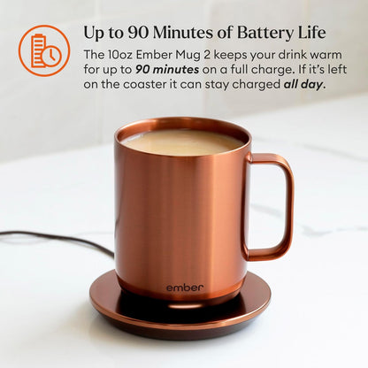Ember Temperature Control 14oz Smart Mug 2, App-Controlled and Rechargeable Heated Coffee Cup Warmer with Intelligent LED Display, Sage Green.