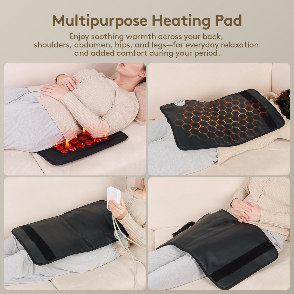 UTK Far Infrared Heating Pad for Back, Natural Jade & Tourmaline, 23.5x16"