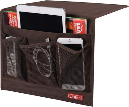 Zafit 5 Pockets Bedside Caddy, Bedside Storage Organizer for Water Bottles, Magazines, Phone, Glasses (5 Pockets-Grey)