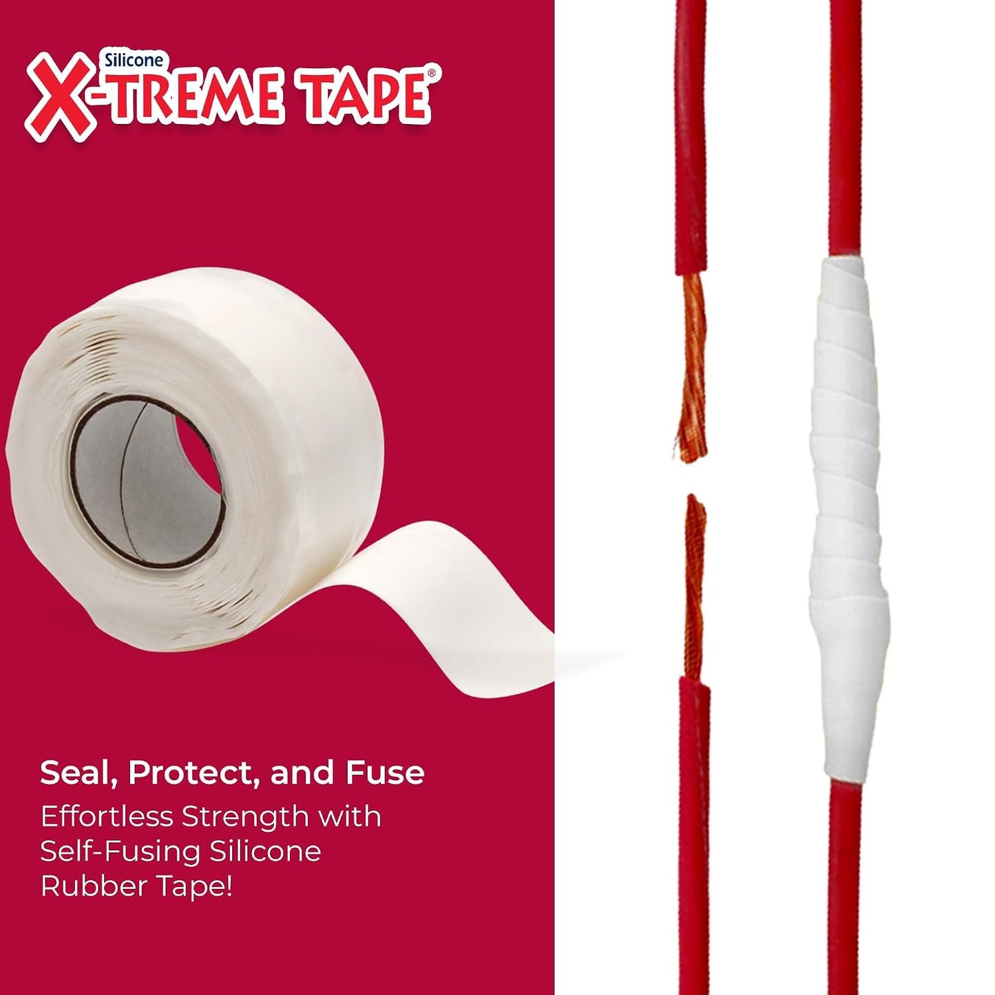 X-Treme Tape Self Fusing Silicone Tape - 1" x 10 Ft Roll - White | Heavy Duty Rubber Electrical Tape, Waterproof, For Automotive, Hose, Pipe, Outdoor & Emergency Repairs, Insulating, Flexible