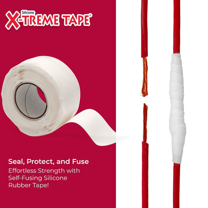 X-Treme Tape Self Fusing Silicone Tape - 1" x 10 Ft Roll - White | Heavy Duty Rubber Electrical Tape, Waterproof, For Automotive, Hose, Pipe, Outdoor & Emergency Repairs, Insulating, Flexible
