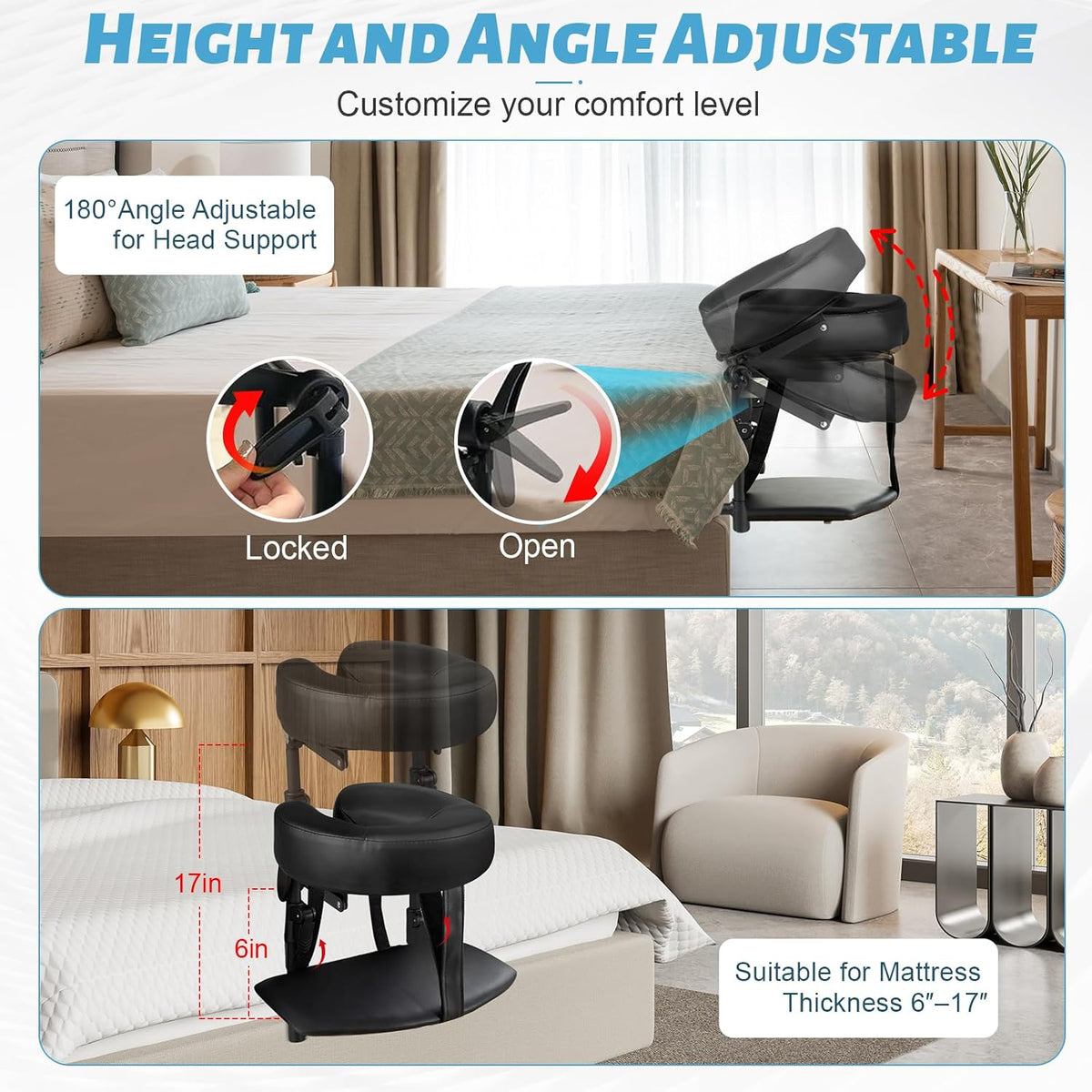 Massage Headrest for Bed, Head Holder & Face Cradle with Face Down Pillow