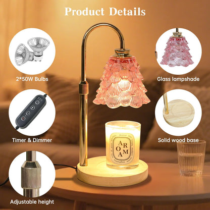Fragrance Candle Warmer Lamp with 2 Bulbs Electric Candle Warmer with Timer & Dimmer for Home Decor