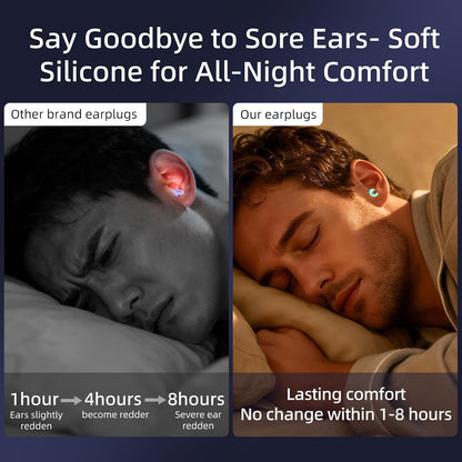 Noise Cancelling Ear Plugs Sleep 50dB NRR Side Sleep Small Ear | ultra soft silicone, reusable one-piece design, 4 sizes included, portable case