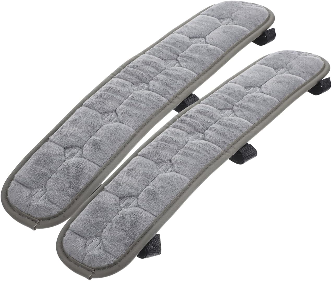 Garneck 2 Pack Office Chair Armrest Pads with Elastic Strap: Non-Slip Plush Gaming Chair Arm Covers Grey Soft Forearms Support Cushions for Desk Computer & Wheelchair
