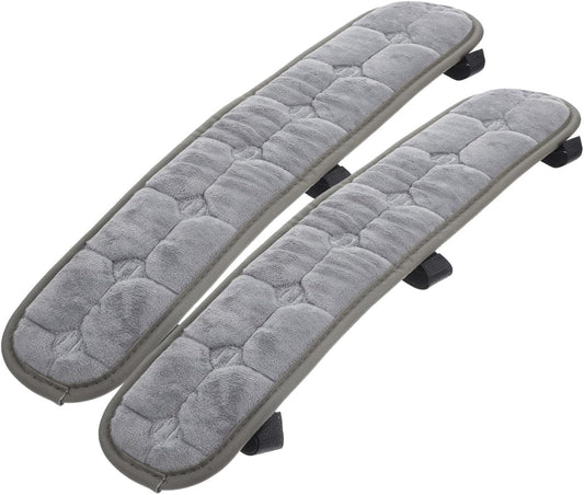 Garneck 2 Pack Office Chair Armrest Pads with Elastic Strap: Non-Slip Plush Gaming Chair Arm Covers Grey Soft Forearms Support Cushions for Desk Computer & Wheelchair