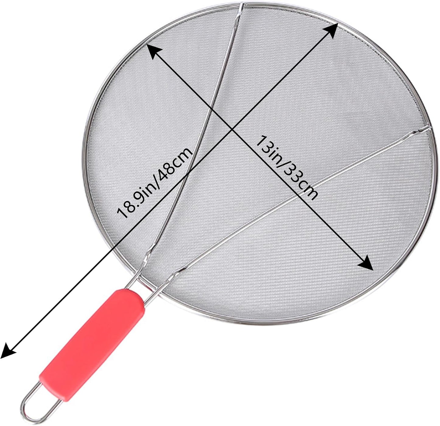 Splatter Screen for Frying Pan: Stainless Steel Grease Splatter Guard Oil Splatter Guard for Cooking, Mesh Frying Screen Keeps Kitchen Clean and Protects Skin From Burns (Red, 11in)