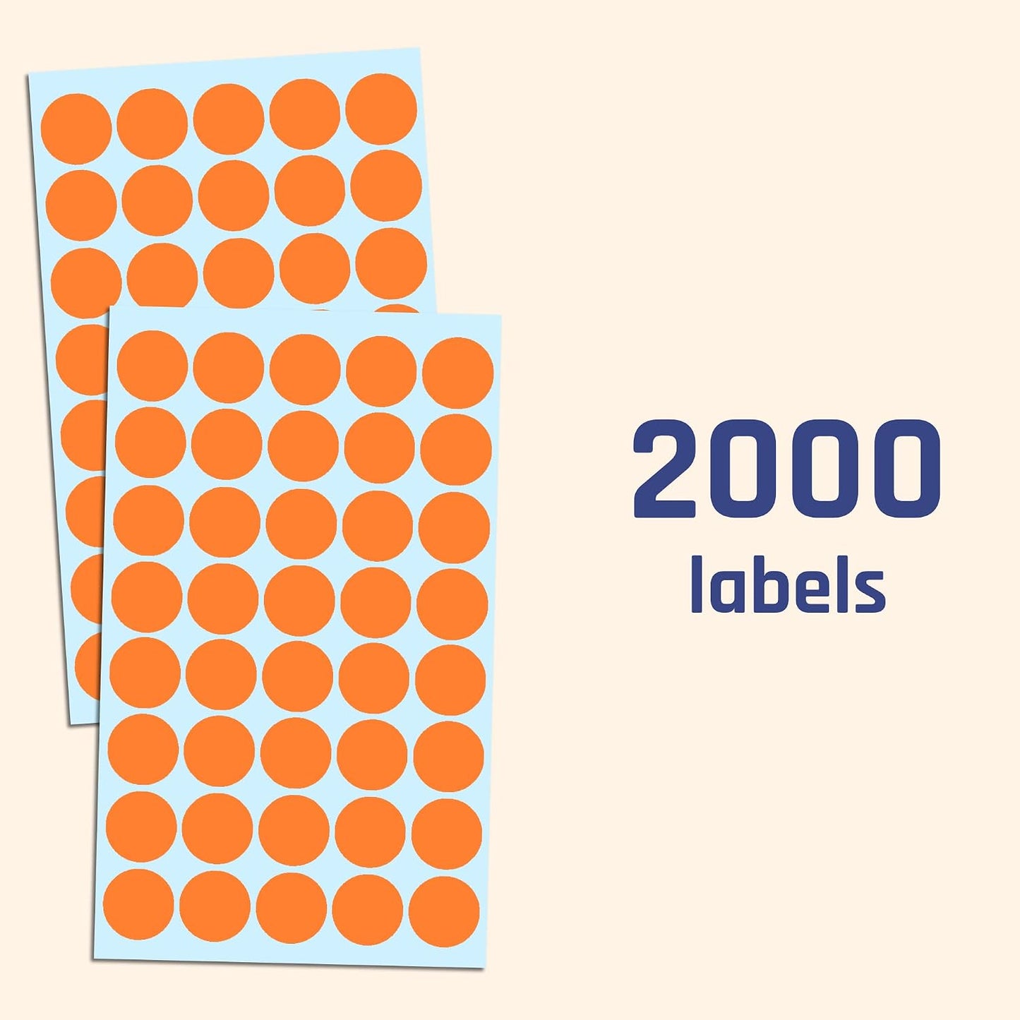 2000 Pack, 3/4" Round Colored Dot Stickers Labels - 10 Colors