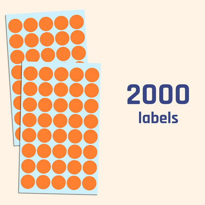 2000 Pack, 3/4" Round Colored Dot Stickers Labels - 10 Colors