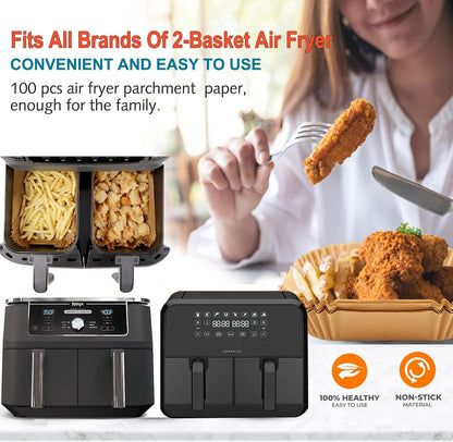 Air Fryer Liners Disposable 9 Inch, 9 inch Air Fryer Liners 125 Pcs Large Square Air Fryer Paper Liners for 5QT 6qt 8QT Air Fryer, Non-stick Parchment Paper for Frying, Baking