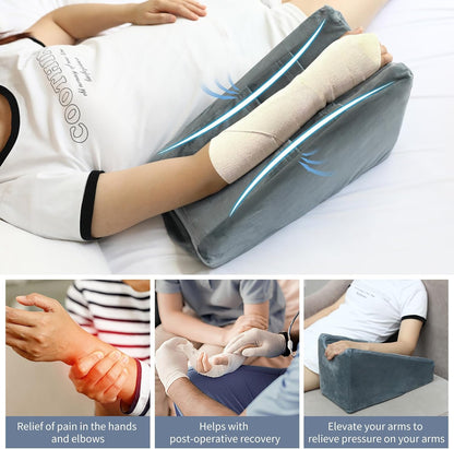 Arm Elevation Pillow Arm Wedge Pillows for Adults Arm Support Pillow with Pocket for Post Surgery Elbow Rest Pillow with Removable Pillow for Sleeping(Grey)