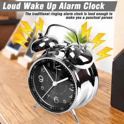 AYRELY® Super Loud Alarm Clock for Heavy Sleepers, 4.5 Inch Twin Bell Retro